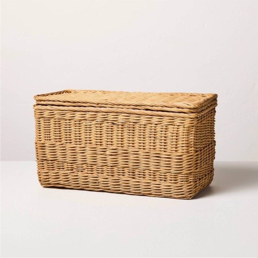 Medium Rattan Storage Basket with Lid - Hearth & Hand with Magnolia